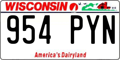 WI license plate 954PYN