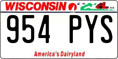 WI license plate 954PYS