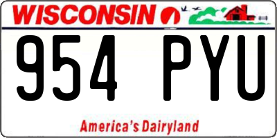 WI license plate 954PYU