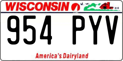 WI license plate 954PYV