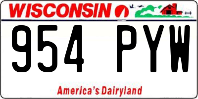 WI license plate 954PYW