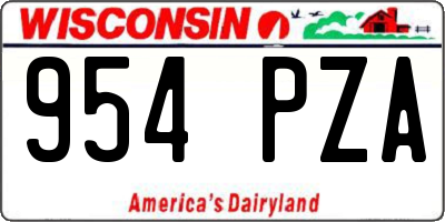 WI license plate 954PZA