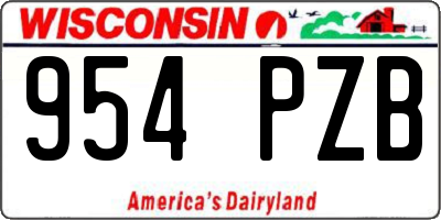 WI license plate 954PZB
