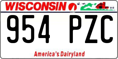 WI license plate 954PZC