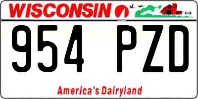 WI license plate 954PZD