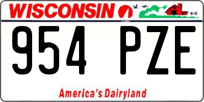 WI license plate 954PZE
