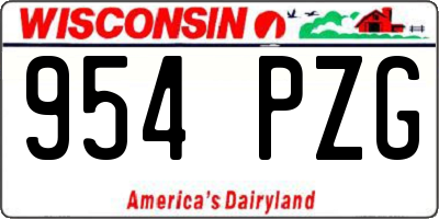 WI license plate 954PZG