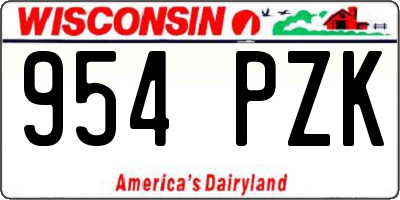 WI license plate 954PZK