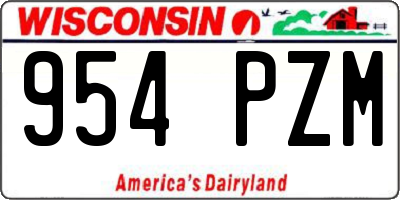 WI license plate 954PZM