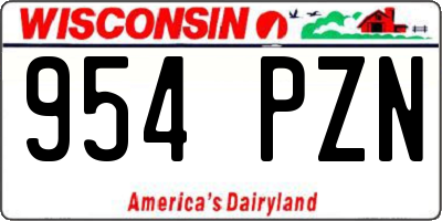 WI license plate 954PZN