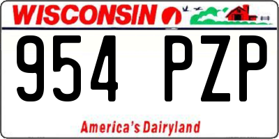 WI license plate 954PZP