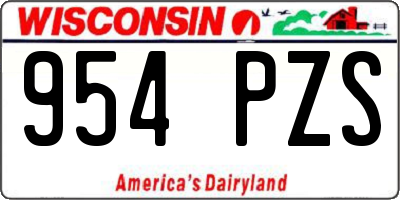 WI license plate 954PZS