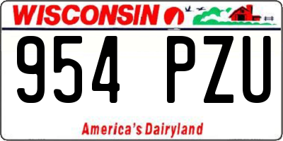 WI license plate 954PZU