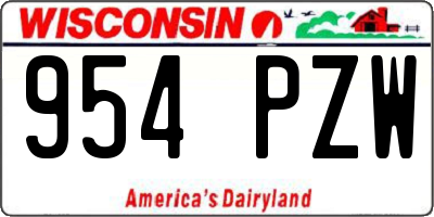 WI license plate 954PZW
