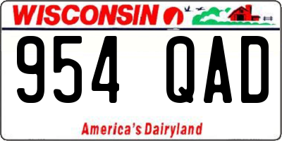 WI license plate 954QAD