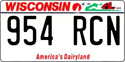 WI license plate 954RCN