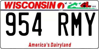 WI license plate 954RMY