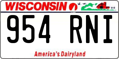 WI license plate 954RNI