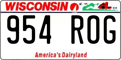 WI license plate 954ROG