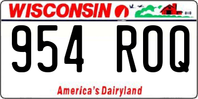 WI license plate 954ROQ