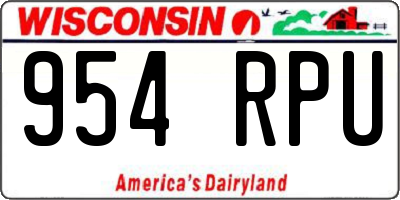 WI license plate 954RPU