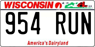WI license plate 954RUN