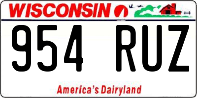 WI license plate 954RUZ