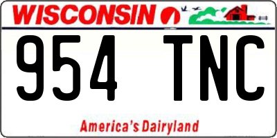 WI license plate 954TNC