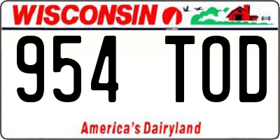 WI license plate 954TOD