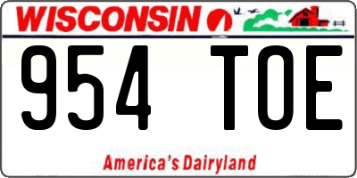 WI license plate 954TOE