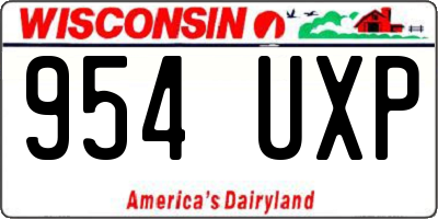 WI license plate 954UXP