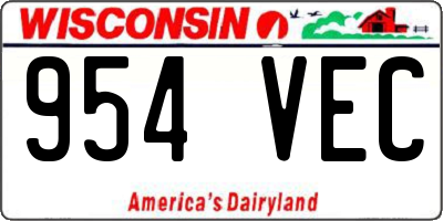 WI license plate 954VEC