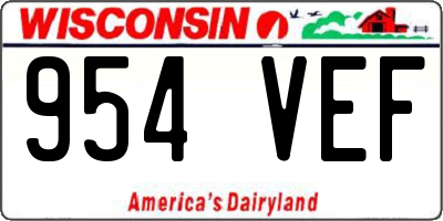 WI license plate 954VEF