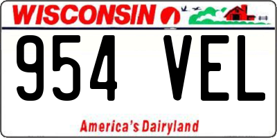 WI license plate 954VEL