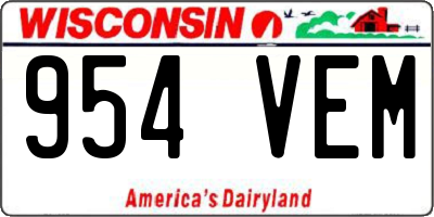 WI license plate 954VEM