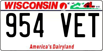 WI license plate 954VET