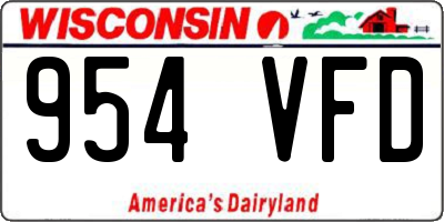 WI license plate 954VFD