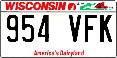 WI license plate 954VFK