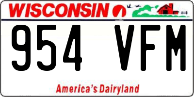 WI license plate 954VFM