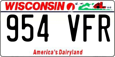 WI license plate 954VFR