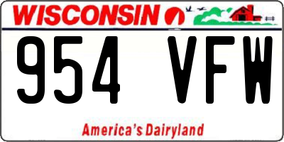 WI license plate 954VFW