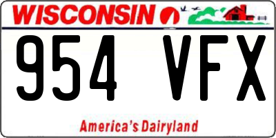 WI license plate 954VFX