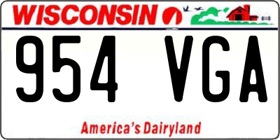 WI license plate 954VGA