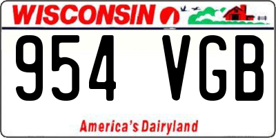 WI license plate 954VGB