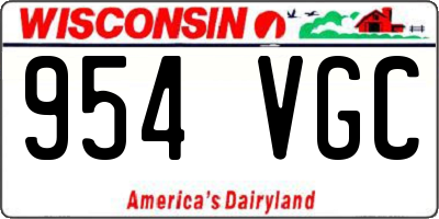 WI license plate 954VGC