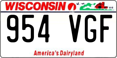 WI license plate 954VGF
