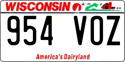 WI license plate 954VOZ