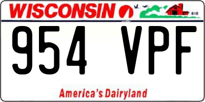 WI license plate 954VPF