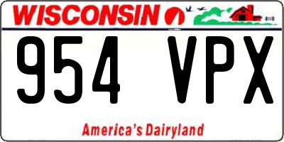 WI license plate 954VPX