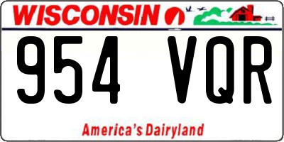 WI license plate 954VQR